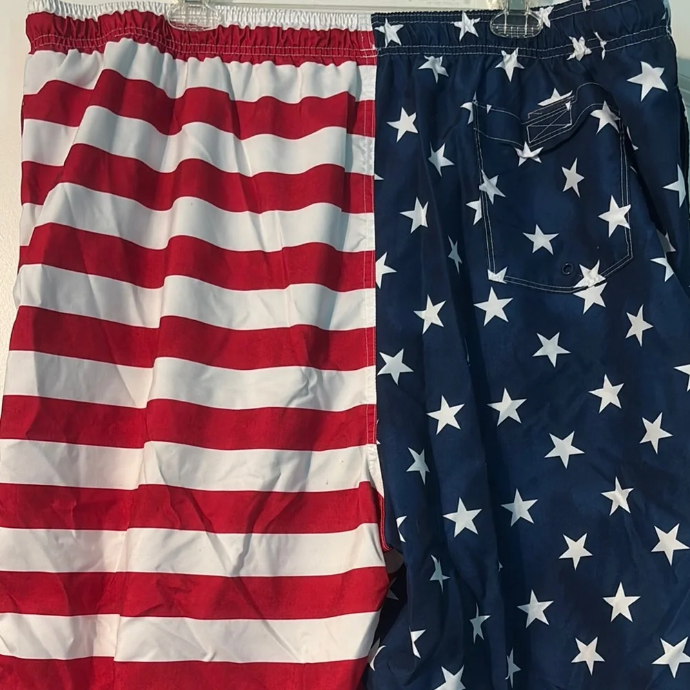 Old Navy Red and White Swim Trunks with Patriotic Flair